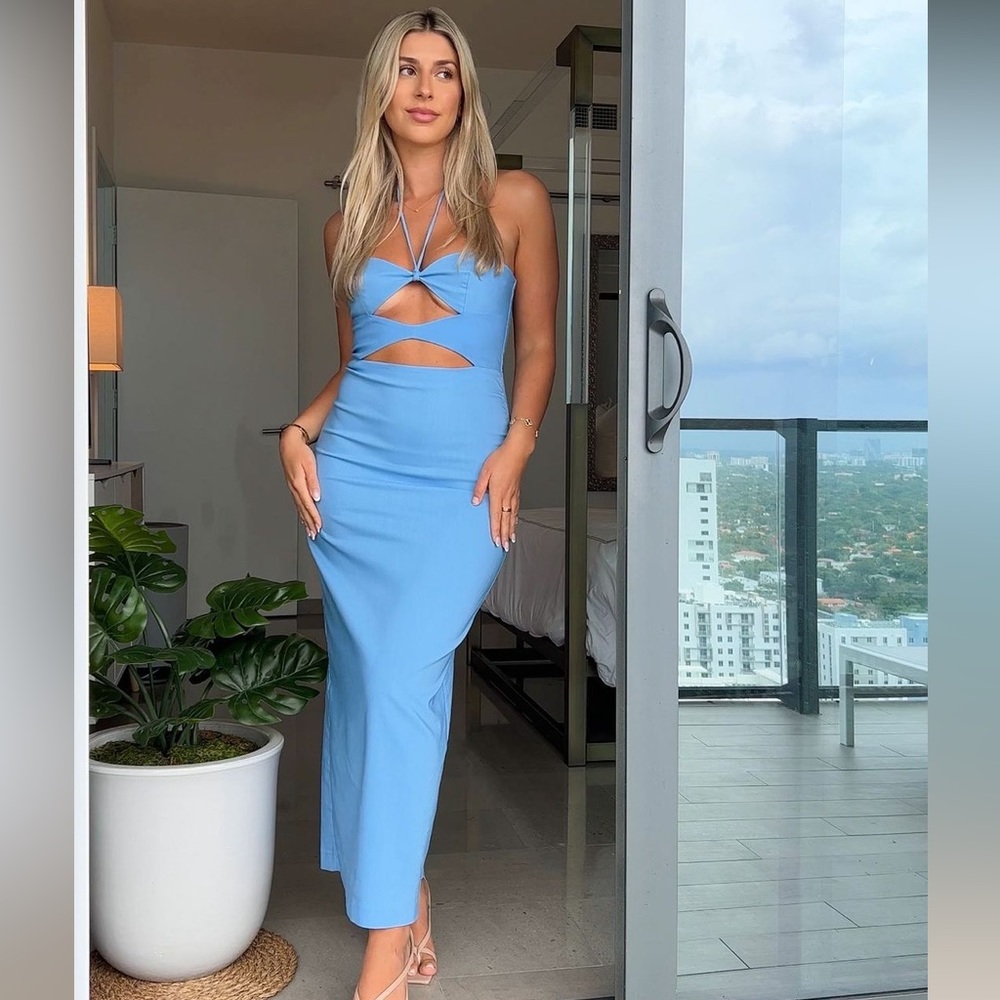 Zara Blue Cut Out Dress - Picture 8 of 17
